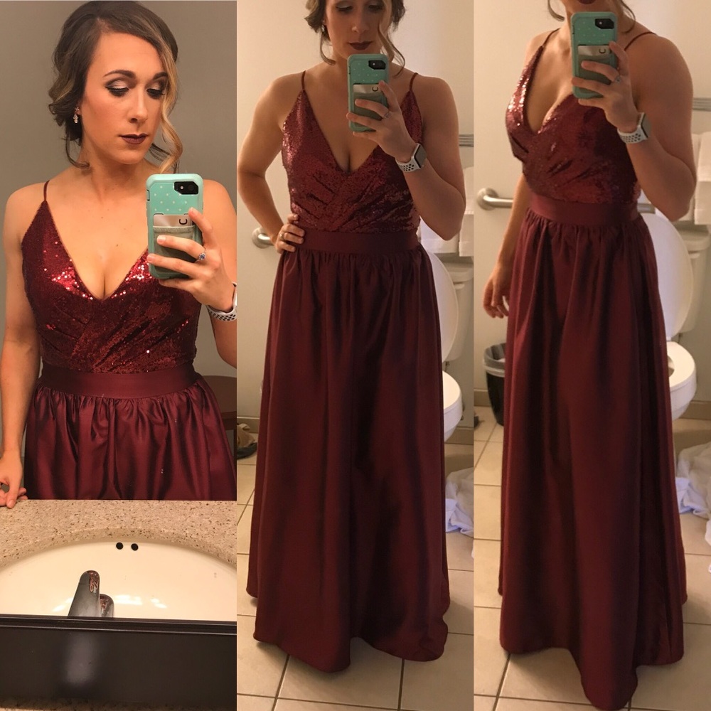 Red full length dress